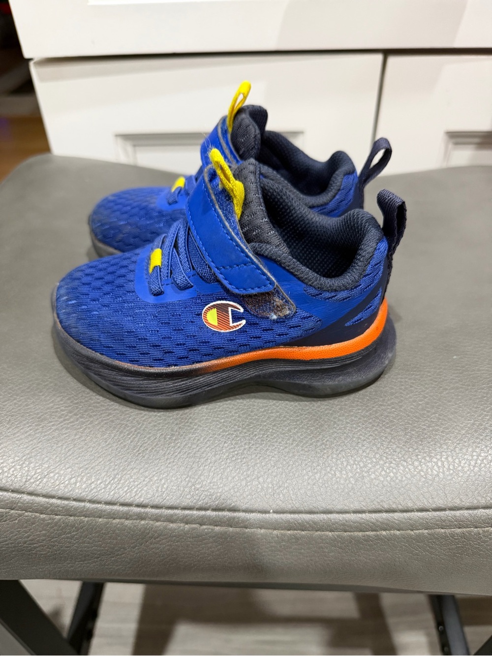 Champion Youth Blue and Orange Athletic Sneakers with Yellow Details